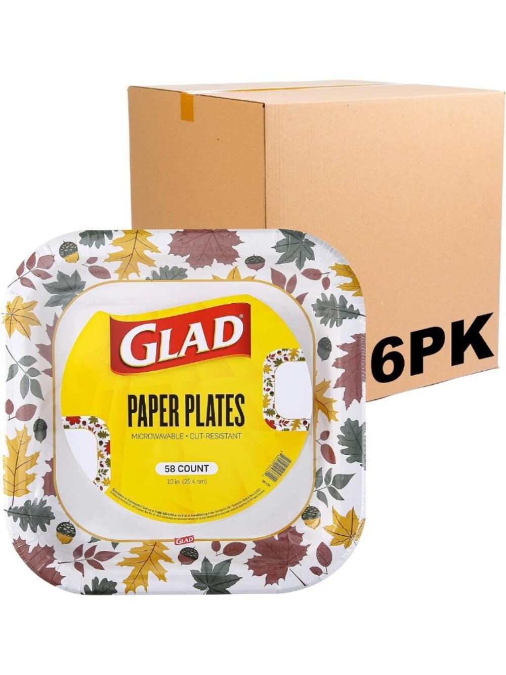 Eco-Friendly 10-Inch Disposable Paper Plates, Autumn Leaves Design, 58 Count